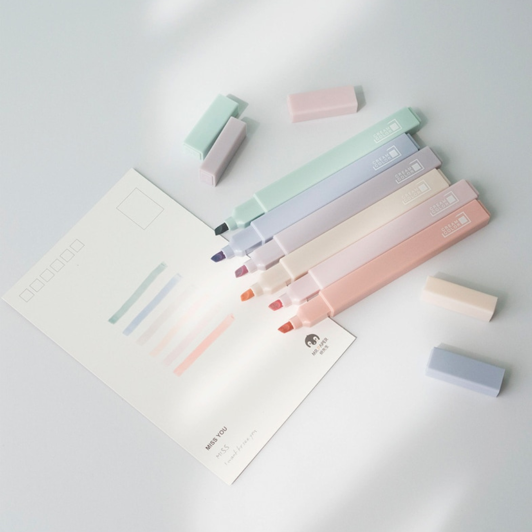 Marca Texto Pastel Quadrado 6 cores
